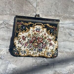 Vintage Crossings stitch Embroidered Clutch purse 90s 1990